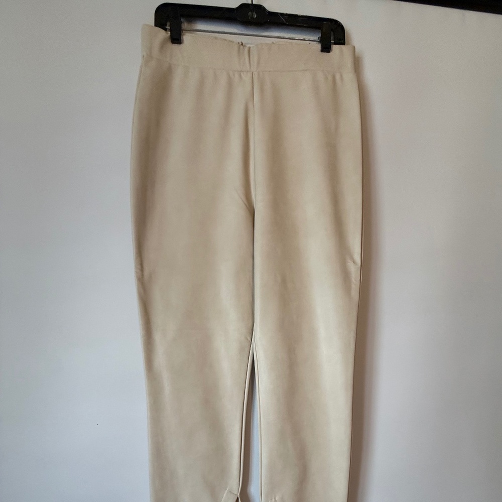 NWT Avec les filles by Anthropologie Faux Leather Leggings Medium Cream Color